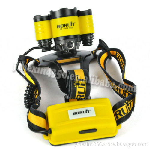 2017 Hot Sale Boruit RJ-3000 plus 5000 Lumens Super Bright T6 LED Headlamp With SOS Whistle